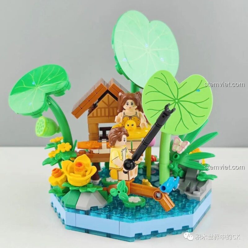 Mô hình Wekki mùa xuân hoàn chỉnh với các bông hoa lớn màu hồng.