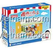 Hình ảnh hộp sản phẩm bộ xếp hình Wekki 516408 Cửa hàng tạp hóa Mitsuya, có hình minh họa sản phẩm và logo Chibi Maruko-chan.