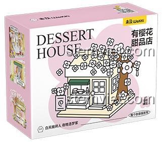 Hộp bộ lắp ghép Wekki 516601 Tiệm Bánh Ngọt Hoa Anh Đào, đồ chơi mô hình cho bé gái 6 tuổi, chất lượng cao.