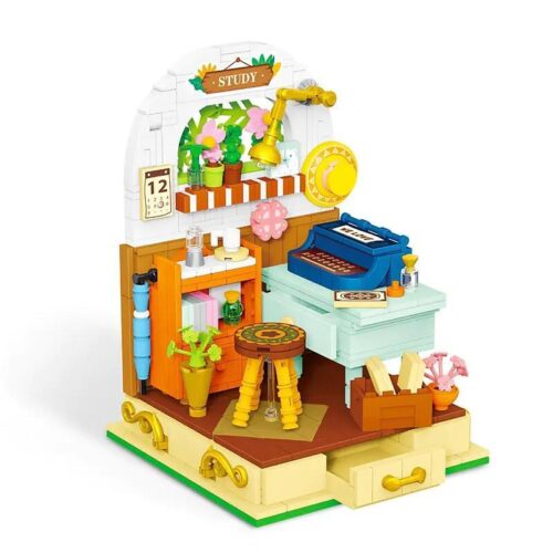 Bộ lắp ghép mô hình thư phòng Wele Creative 2068 chi tiết tinh xảo, đồ chơi mô hình góc học tập cho bé gái 6 tuổi giá tốt