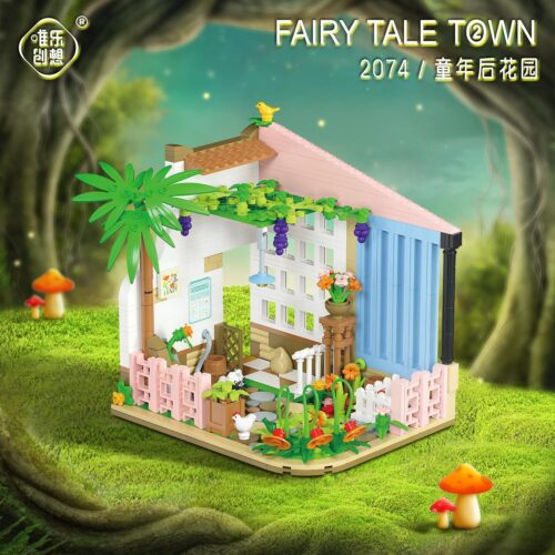 bộ đồ chơi Khu vườn cổ tích WeLe Creative 2074, mô hình đã lắp ráp hoàn chỉnh với cây cọ, hoa và hàng rào hồng, phù hợp bé gái 6 tuổi, giá tốt.