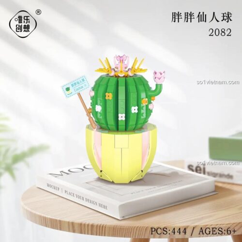 Đồ chơi lắp ráp Wele Creative Mô Hình Xương Rồng Mập Mạp 2082, thiết kế độc đáo, kích thước nhỏ gọn, phù hợp trang trí bàn học