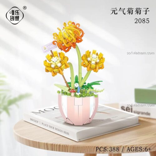 đồ chơi mô hình Hoa Cúc Trang Trí Wele Creative 2085, chậu hoa cúc năng động, đặt trên sách, cho bé gái 6 tuổi, giá rẻ