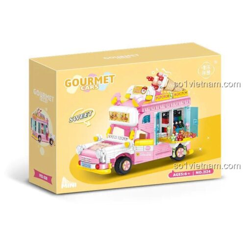 Hộp bộ lắp ghép Wele Creative 2124 Xe Tải Bán Kem Ngọt Ngào, chất lượng cao cho bé gái 6 tuổi