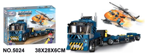 Bộ lắp ghép Wenbei JEMLOU 5024 Xe Tải Kéo Rơ Moóc và Trực Thăng Thành Phố Rock City cho bé trai 6 tuổi, giá tốt, giúp phát triển tư duy.