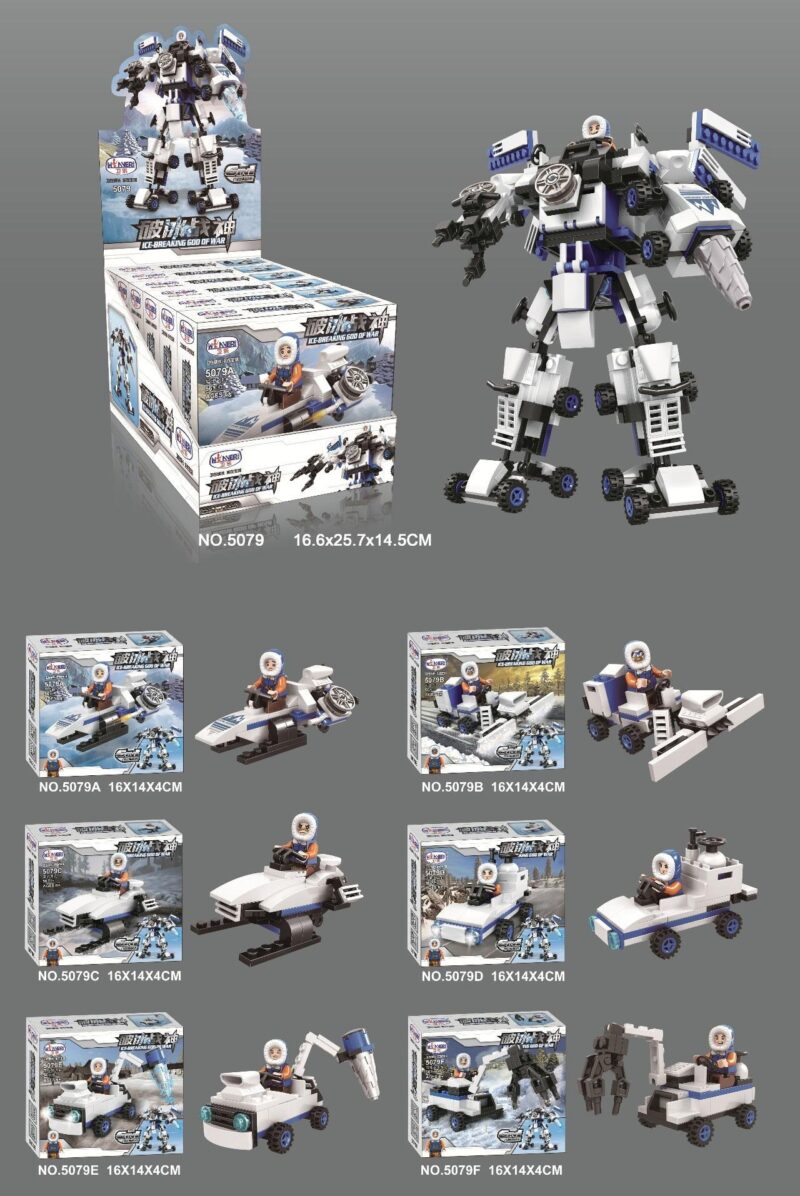 Bộ đồ chơi Robot Chiến Thần Phá Băng Winner 5079E, hộp lớn hiển thị robot khổng lồ và các phương tiện, phù hợp bé trai 6 tuổi, giá tốt.