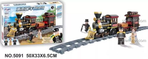 Hộp bộ lắp ghép Winner 5091 Tàu Hỏa Hơi Nước Thành Phố với kích thước 50x33x6.5cm, đồ chơi mô hình 5091
