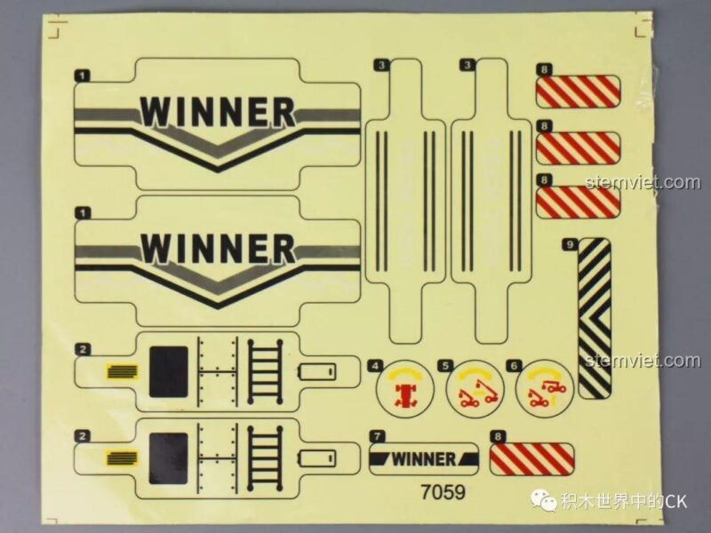 Tờ decal dán chất lượng cao cho đồ chơi lắp ráp Mô hình Xe Nâng Cảng Biển 7059.