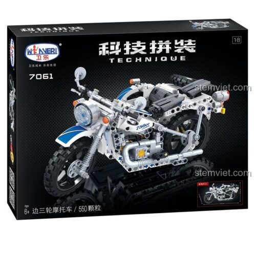 Hộp bộ lắp ráp Winner 7061 mô tô ba bánh, đồ chơi lắp ráp xe sidecar JEMLOU cho bé trai 6 tuổi, giá rẻ.