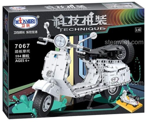 Hộp đồ chơi mô hình Xe Tay Ga Cổ Điển JEMLOU 7067, bộ lắp ráp 594 chi tiết cho bé trai 6 tuổi, giá tốt.