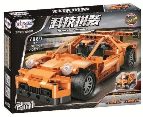 Bộ lắp ráp Xe Đua Công Nghệ Winner 7089 màu cam nổi bật, có động cơ kéo lùi, lắp được 2 kiểu, dành cho bé trai 6 tuổi, giá tốt.