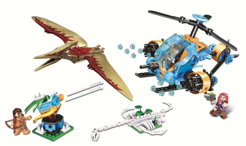 Bộ lắp ghép Trực thăng Bắt Rồng Kỷ Jura Winner 8049 với khủng long Pteranodon và 3 minifigures, đồ chơi lắp ráp cho bé trai 6 tuổi giá tốt.