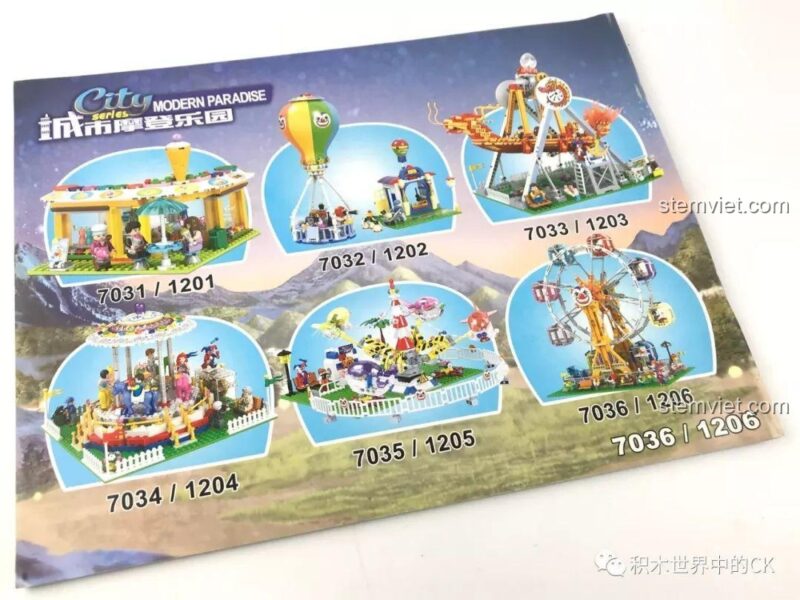 Giới thiệu các bộ lắp ghép khác trong series City Modern Paradise của Winner, bao gồm đu quay, tàu lượn.