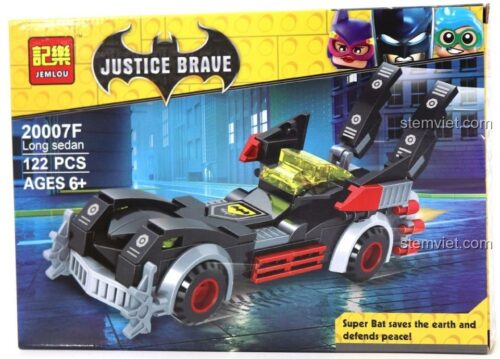 Xe Batmobile JEMLOU 20007F, đồ chơi mô hình Xe Người Dơi, bộ xếp hình chất lượng cao, phù hợp bé trai 6 tuổi