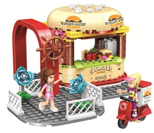 Bộ đồ chơi Cửa hàng Hamburger Winner 5068 giá rẻ, đồ chơi lắp ráp Tiệm Hamburger JEMLOU cho bé gái 6 tuổi, mô hình Quán Hamburger dễ thương