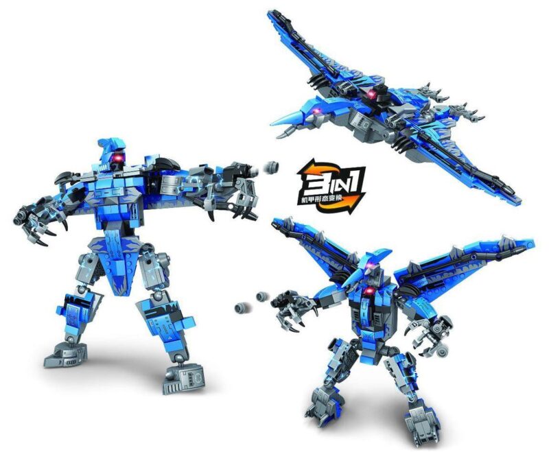 Bộ đồ chơi Robot Khủng Long Winner JEMLOU 5127 biến hình 3 trong 1, thể hiện các mẫu lắp ráp Robot Chiến Đấu, Khủng Long Bay và Khủng Long Đứng. Đồ chơi lắp ráp cho bé trai 6 tuổi, giá tốt.