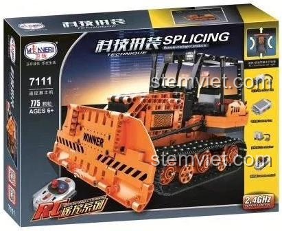 Hộp bộ lắp ghép Mô Hình Xe Ủi Đất Winner 7111, đồ chơi xây dựng 775 mảnh cho bé trai 6 tuổi, chất lượng cao.