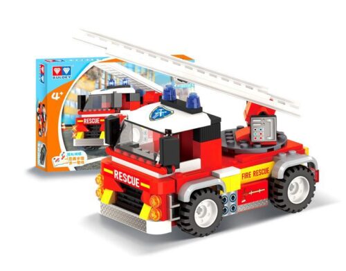 Bộ lắp ghép Xe Cứu Hỏa Cầu Thang Điện WISE BLOCK HA389142 có đèn LED, điều khiển từ xa, động cơ điện, phù hợp bé trai 4 tuổi, giá tốt.