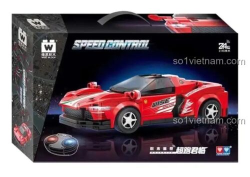 Hộp sản phẩm bộ đồ chơi Siêu xe Ferrari điều khiển từ xa WISE BLOCK HA389170, 208 chi tiết, 6 tuổi