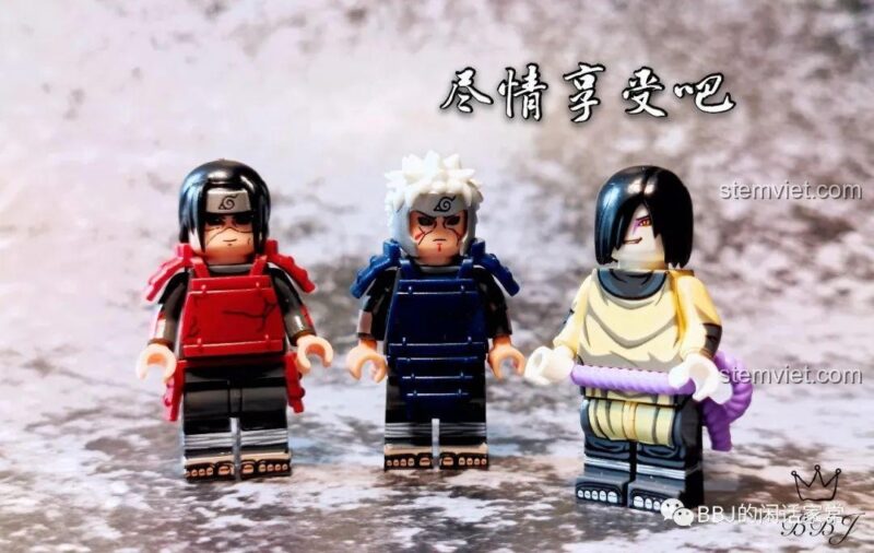 Ảnh review 3 nhân vật Senju Hashirama, Senju Tobirama và Orochimaru từ bộ WM6108. Đồ chơi mô hình Naruto cho bé trai 6 tuổi.