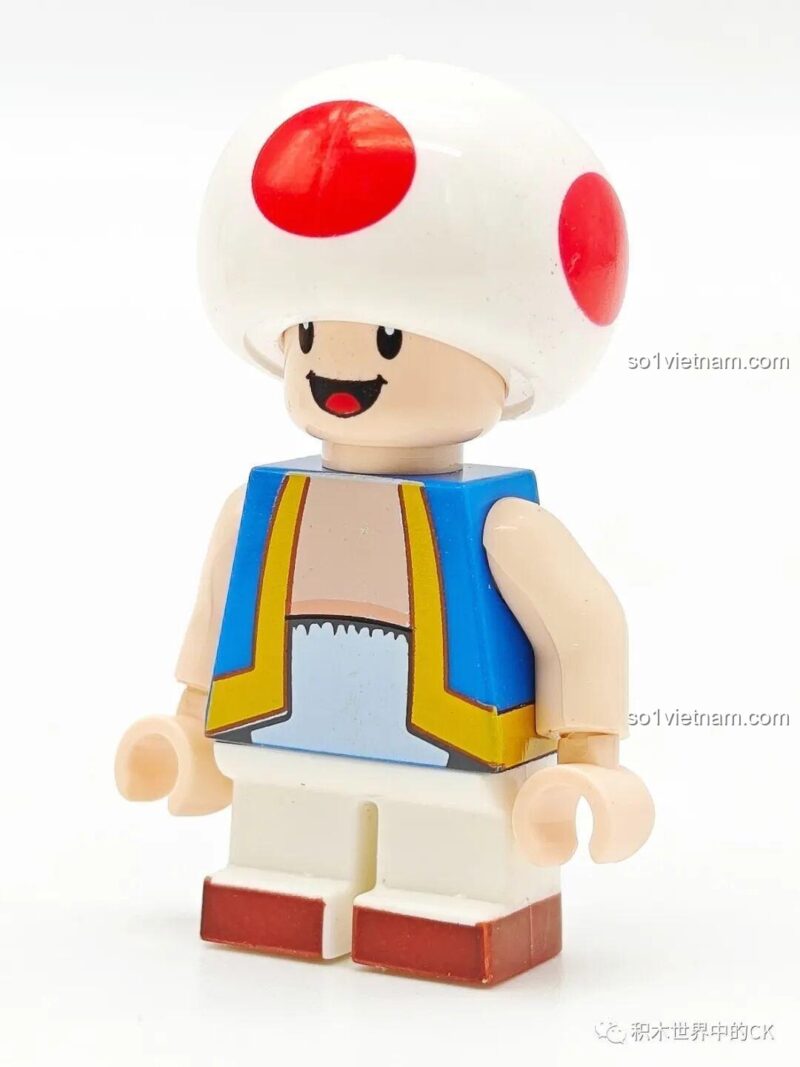 Cận cảnh minifigure Toad WM2065 từ hãng WM. Đồ chơi mô hình Kinopio với chi tiết sắc nét, phù hợp cho bé 6 tuổi.