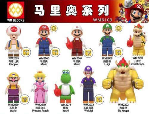 Tổng quan bộ đồ chơi Minifigure Super Mario WM WM6103. Gồm 10 nhân vật kinh điển như Mario, Luigi, Bowser. Dành cho con trai 6 tuổi, giá rẻ.