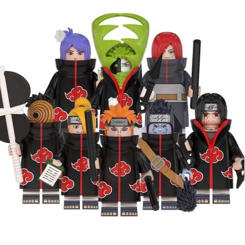Bộ 8 minifigure Akatsuki WM6106 trong Naruto, đồ chơi mô hình giá rẻ cho bé trai 14 tuổi, bao gồm Pain, Itachi, Konan, Kisame, Deidara, Sasori, Zetsu, Tobi.