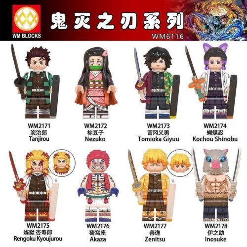 Bộ 8 minifigure Thanh Gươm Diệt Quỷ WM6116 chính hãng giá rẻ. Bao gồm Tanjirou, Nezuko, Zenitsu, Inosuke, Giyuu, Shinobu, Rengoku và Akaza. Dành cho con trai 14 tuổi.