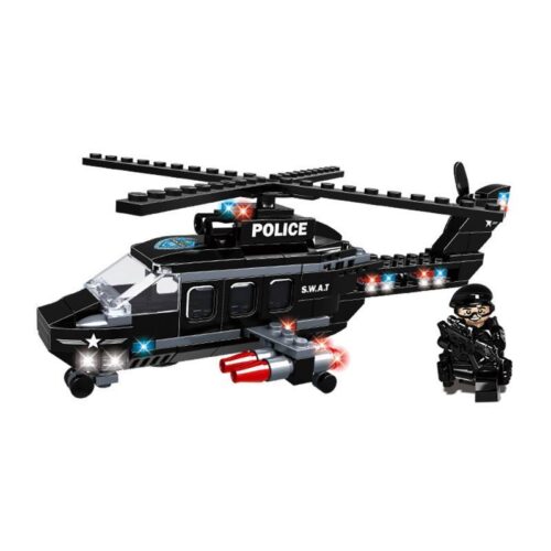 Trực thăng SWAT WOMA C0564, bộ đồ chơi SWAT Corps, 192 mảnh, màu đen, có minifigure cảnh sát, phù hợp cho bé trai 6 tuổi, rèn luyện định hướng không gian, phối hợp tay mắt, quan sát, sáng tạo ý tưởng, tập trung chi tiết, tư duy logic, giá tốt