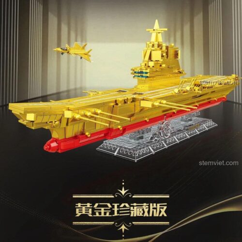 Mô hình tàu sân bay Sơn Đông WOMA C0637 phiên bản vàng, đồ chơi mô hình quân sự cho bé trai 6 tuổi, chất lượng cao.