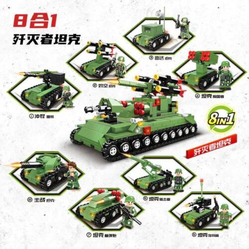 Bộ lắp ghép Xe Tăng Kẻ Hủy Diệt WOMA C0880 8 trong 1, đồ chơi mô hình quân sự cho bé trai 6 tuổi, giá tốt
