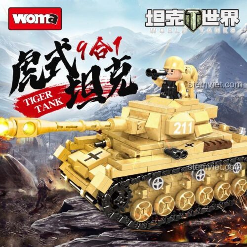 Đồ chơi mô hình Xe Tăng Hổ WOMA C0882 9 trong 1, bộ lắp ghép Xe Tăng Quân Sự chất lượng cao cho bé trai 6 tuổi.
