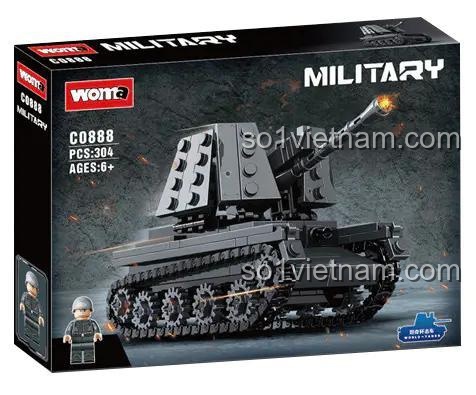 Hộp Xe Tăng Diệt Tăng Woma, Xe Diệt Tăng Quân Sự C0888, đồ chơi lắp ráp quân sự cho bé trai 6 tuổi, giá rẻ