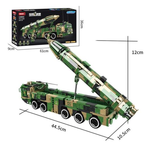 Bộ đồ chơi Xe phóng tên lửa Đông Phong-21D WOMA C0893 với 1100 mảnh ghép, mô hình quân sự chân thực, thiết kế ngụy trang pixel độc đáo, phù hợp cho bé trai 6 tuổi trở lên, giá tốt.