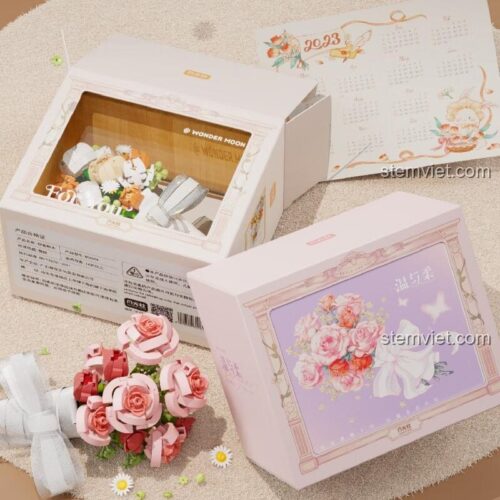Hộp sản phẩm bộ lắp ghép Wonder Moon 804203 Hoa Hồng Ôn Nhu Vĩnh Cửu, chất lượng cao, phù hợp bé gái.