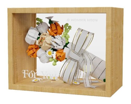 Bộ lắp ghép hoa hồng và cúc Wonder Moon 804204 trong khung ảnh trưng bày, món quà tinh tế cho con gái 14 tuổi, vẻ đẹp vĩnh cửu giá tốt.