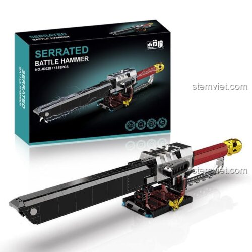 Hộp đồ chơi lắp ghép kiếm cưa máy điện tử Chainsword Warhammer 40K XiaoJiaoDu JD028, món quà độc đáo cho fan game.