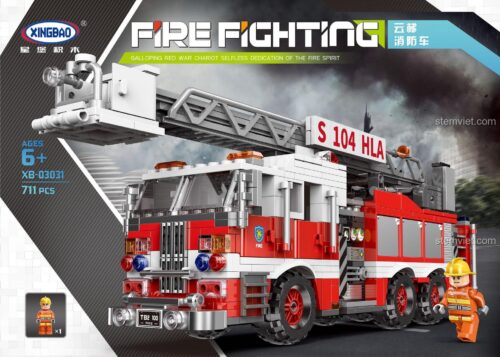 Hộp đồ chơi lắp ghép Xe cứu hỏa Xingbao XB-03031 với 711 mảnh ghép, phù hợp bé trai 6 tuổi