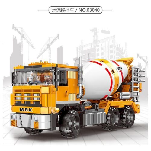 Bộ lắp ráp XINGBAO XB-03040 Xe Trộn Bê Tông 654 mảnh ghép màu vàng trắng, đồ chơi mô hình công trình cho bé trai 6 tuổi, giá tốt