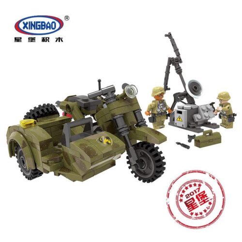 Bộ lắp ráp XINGBAO XB-06008 Xe mô tô quân sự kèm thùng xe, đồ chơi mô hình chiến trường khốc liệt cho bé trai 6 tuổi, giá tốt