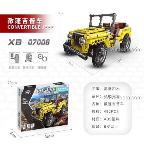 Hộp bộ đồ chơi XINGBAO XB07006 Xe Jeep Off-road, có kích thước và thông số kỹ thuật, phù hợp bé trai 6 tuổi, giá rẻ