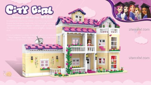 Hộp bộ lắp ráp Ngôi nhà búp bê XINGBAO XB-12006, đồ chơi mô hình Ký túc xá nữ sinh CityGirl 1334 mảnh, quà tặng bé gái 6 tuổi.