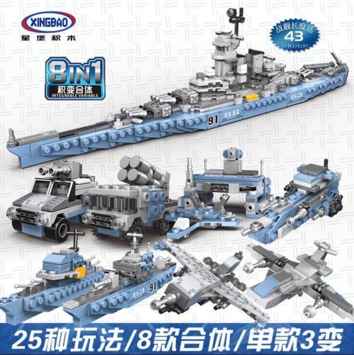 Bộ lắp ghép XINGBAO XB-13004H Tàu Chiến Hạm Missouri 8 trong 1, đồ chơi mô hình quân sự cho bé trai 6 tuổi, chất lượng cao, giá tốt.