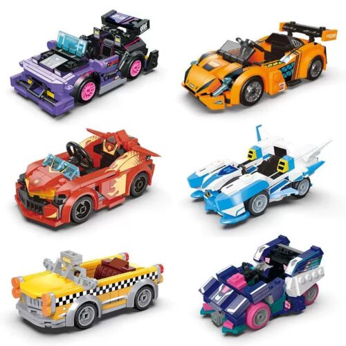 Bộ sưu tập 6 xe đua đồ chơi lắp ráp Xingbao XB-62001 từ game KartRider, món quà giá rẻ cho bé trai 6 tuổi.