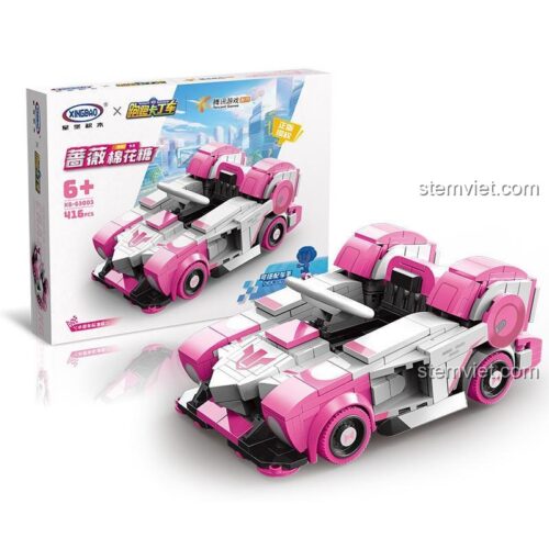 Mô hình Kart Đua Hoa Hồng Kẹo Bông SR Hồng của Xingbao XB-63003, đồ chơi lắp ghép chất lượng cao cho bé gái 6 tuổi