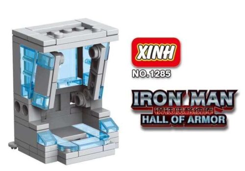 Bộ đồ chơi XINH 1285 Iron Man Hall of Armor, mô hình kho giáp Iron Man màu xám xanh dương, tương thích LEGO®, phù hợp bé trai, giá tốt.