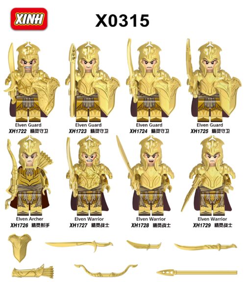 Bộ đồ chơi XINH 1727 Bộ 8 Minifigure Lính Gác Tinh Linh Chúa Tể Của Những Chiếc Nhẫn, đồ chơi mô hình cho bé trai 8 tuổi, giá rẻ, chất lượng cao