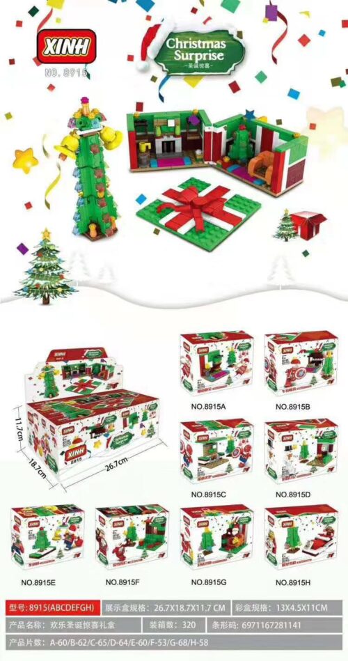 XINH 8915 Bộ Lắp Ghép Giáng Sinh Bất Ngờ - Mô hình Cây thông Noel và Ông già Noel
