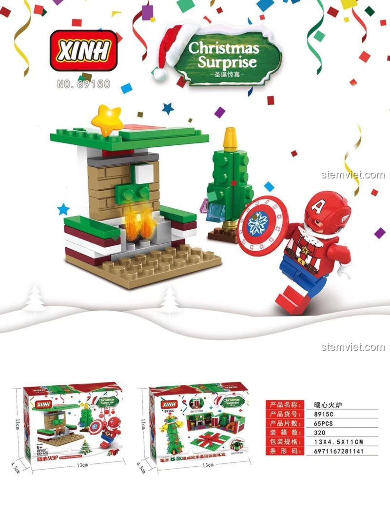 XINH 8915A Bộ Lắp Ghép Giáng Sinh Bất Ngờ - Mô hình Cây thông Noel và Bàn làm việc