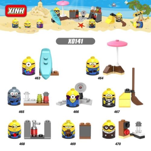 XINH Minions 466 bộ lắp ghép đồ chơi mô hình cho bé trai bé gái 8 tuổi với 8 minifigures